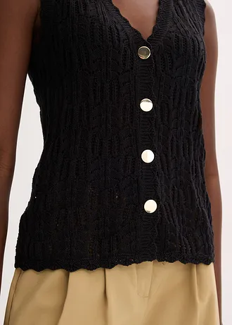 Ajour vest • zwart • bonprix online shop