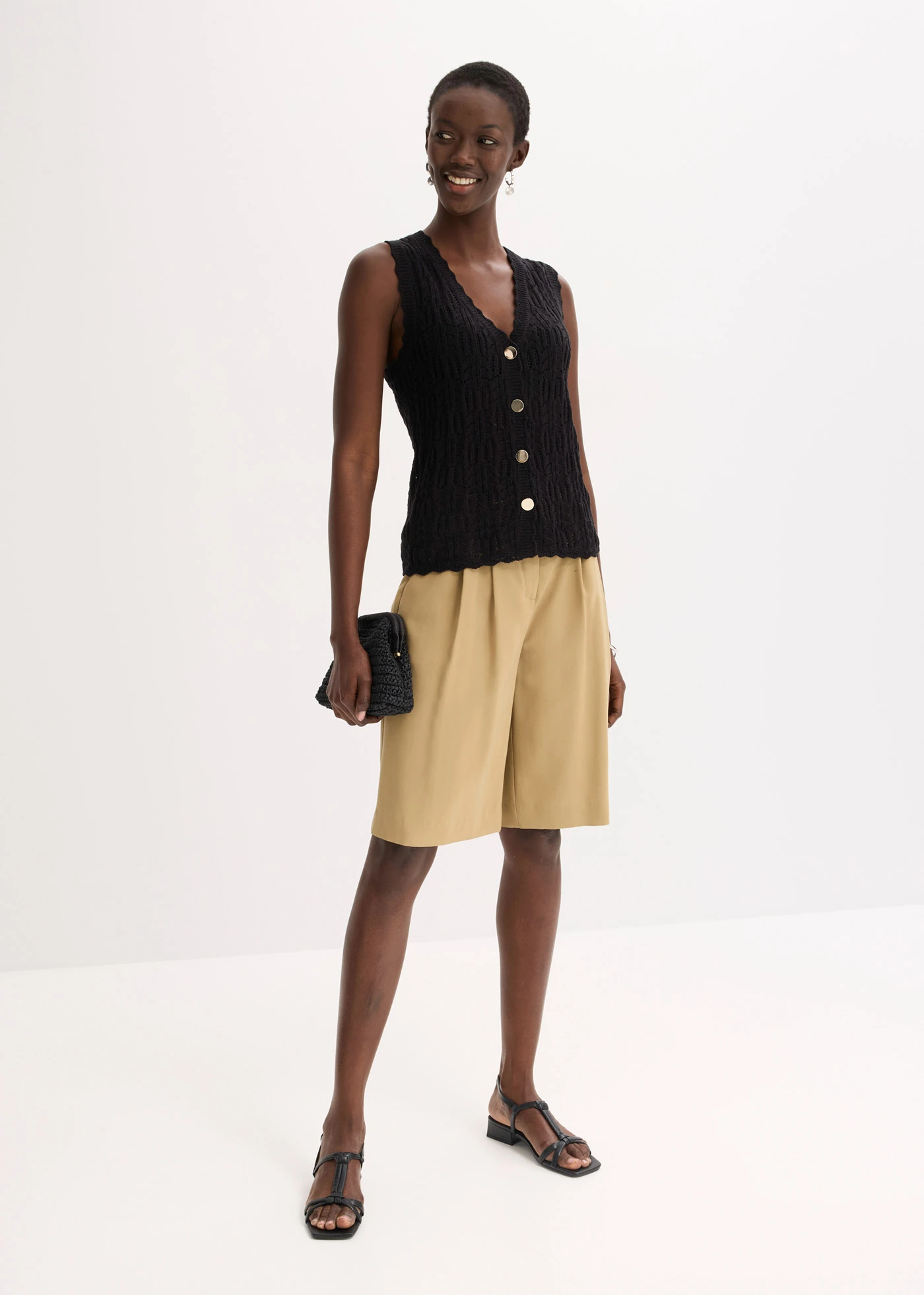 Ajour vest • zwart • bonprix online shop