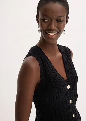 Ajour vest • zwart • bonprix online shop