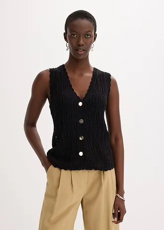 Ajour vest • zwart • bonprix online shop