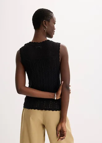 Ajour vest • zwart • bonprix online shop
