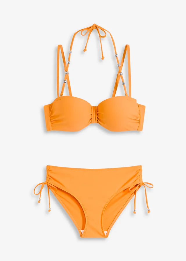 Bikini cu sutien balconette cu armătură, cu bretele suplimentare neckholder (2 piese)