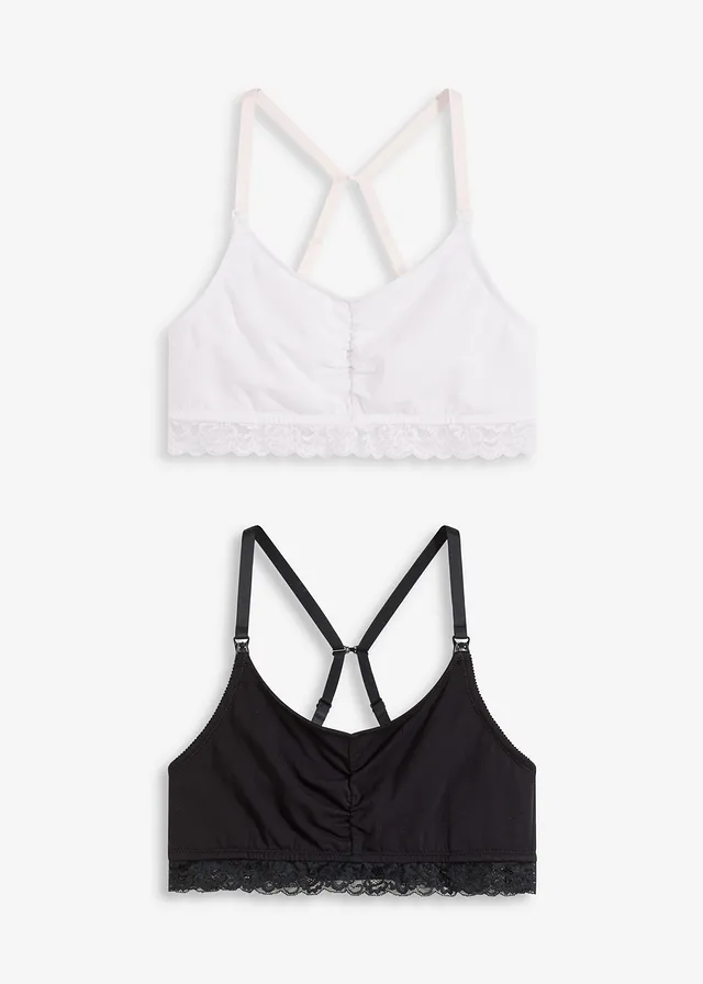 Sutien pentru alăptare fără armătură cu bumbac organic (set/2 buc.)