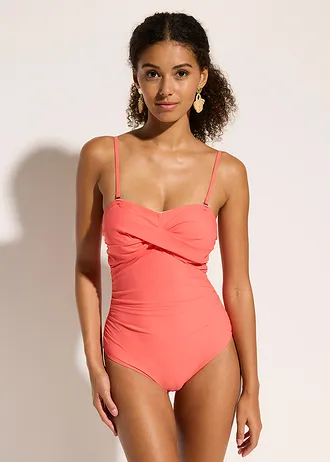 Maillot 1 pièce sculptant style croisé, maintien léger • corail • Boutique bonprix