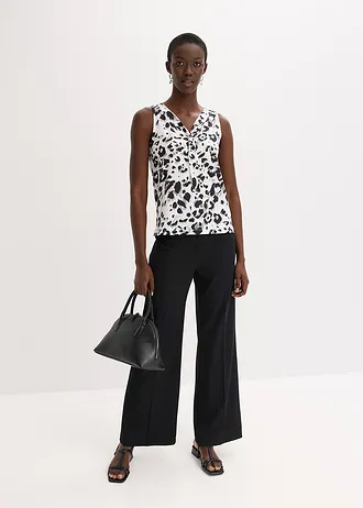 Top s vázačkou, barva: bílo-černo-hnědošedo-béžová s leopardím potiskem