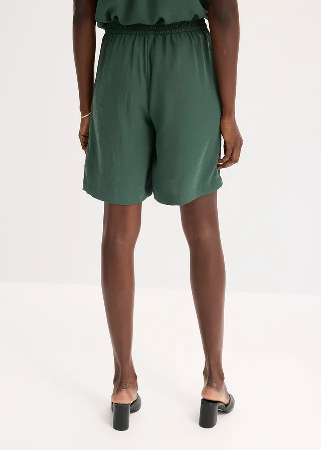 Short à taille élastiquée, Couleur: vert feuille