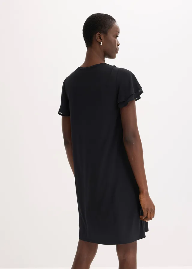 Shirtjurk met chiffon mouwen, Kleur: zwart