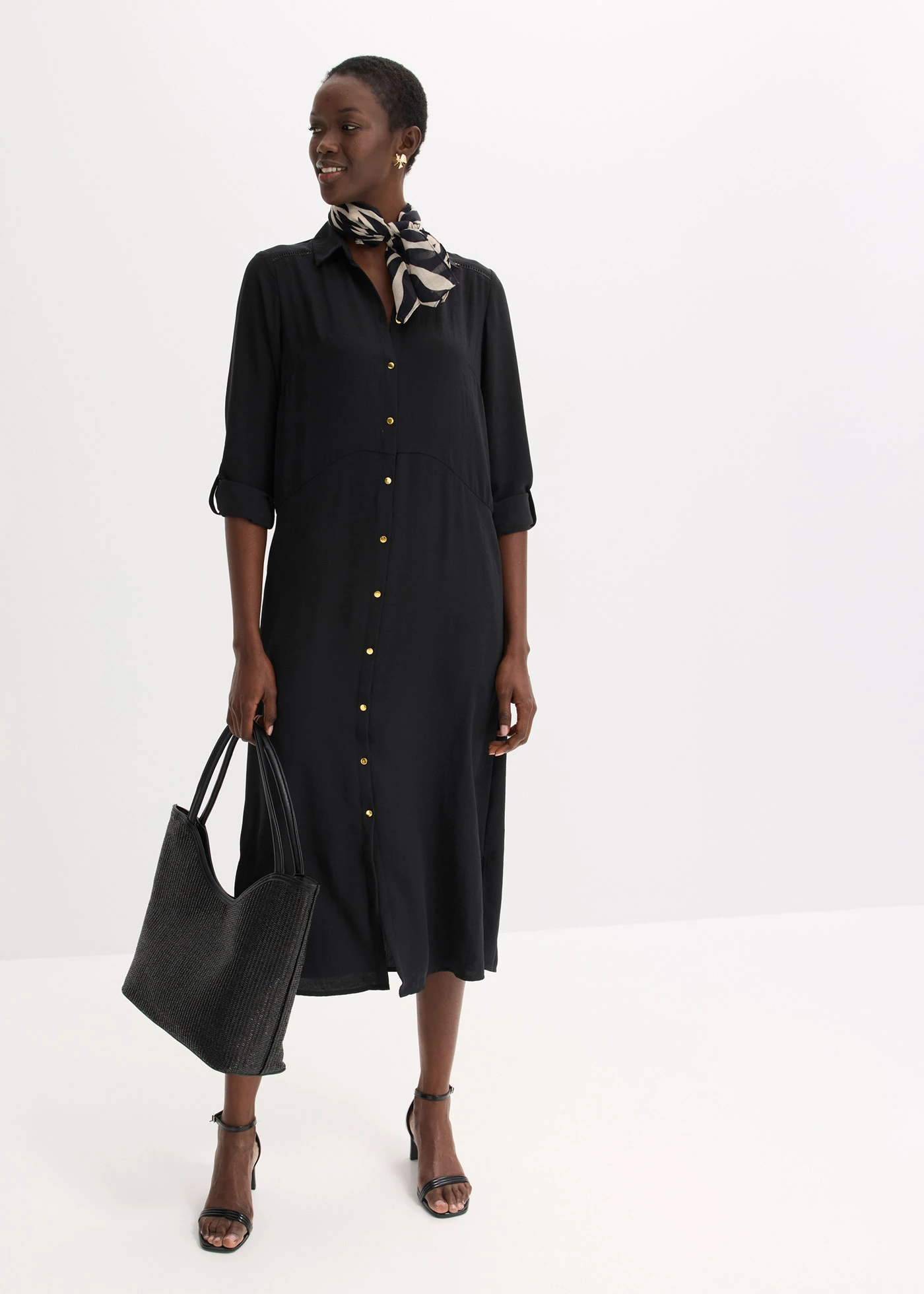 Košilové šaty s krajkou • černá • bonprix obchod