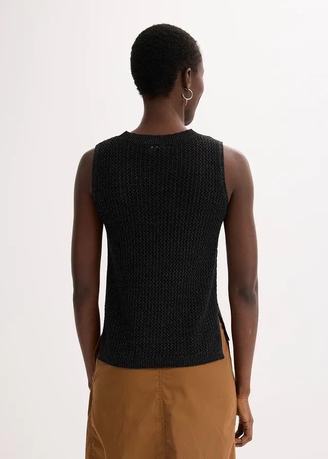 Gebreide ajour top met lurex • zwart-antraciet • product-page.page-title-suffix
