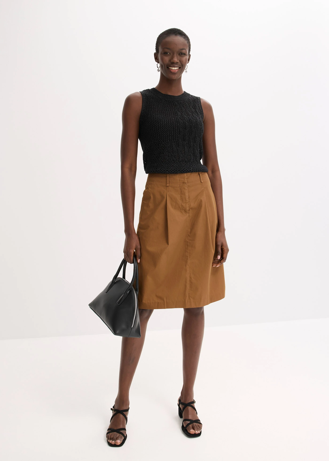 Ažurový pletený top s metalickými vlákny • černá -antracitová • bonprix obchod