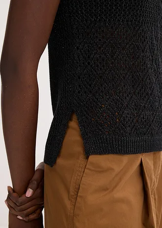 Ažurový pletený top s metalickými vlákny • černá -antracitová • bonprix obchod