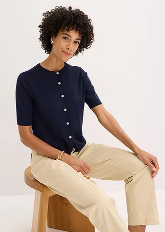 Fijn gebreid vest van een fijne viscosemix • donkerblauw • bonprix online shop