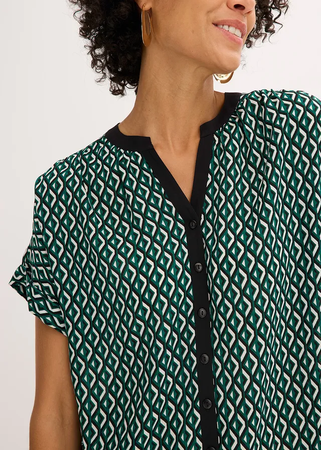 Oversized blouse  georgette • bosgroen-zwart grafische print • product-page.page-title-suffix
