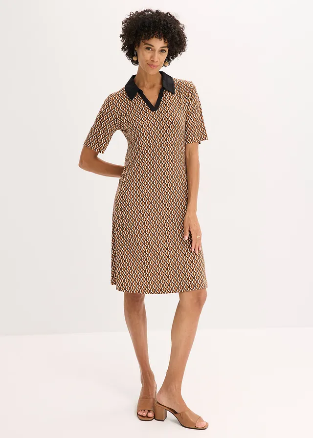 Robe polo midi • marron moka/noir graphique • product-page.page-title-suffix