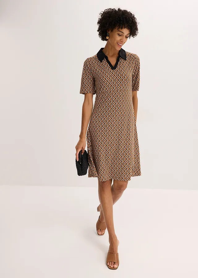 Robe polo midi • marron moka/noir graphique • product-page.page-title-suffix