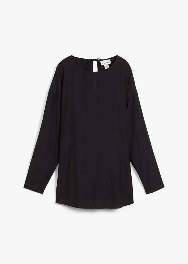 Bluză tip tunică oversized din amestec de viscoză texturat și gofrat