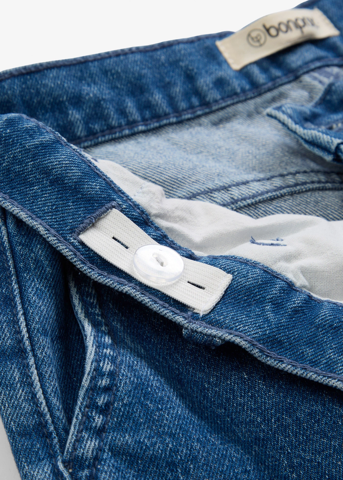 Loose-Fit džínsy, kapsáčové, s prestaviteľným pásom, rovné • stredne modrá denim • obchod bonprix
