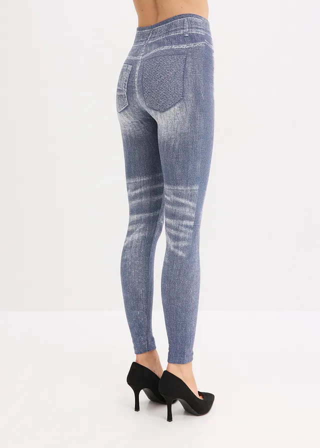 Thermo harisnya-legging puha belső réteggel • kék-farmer hatású • bonprix áruház