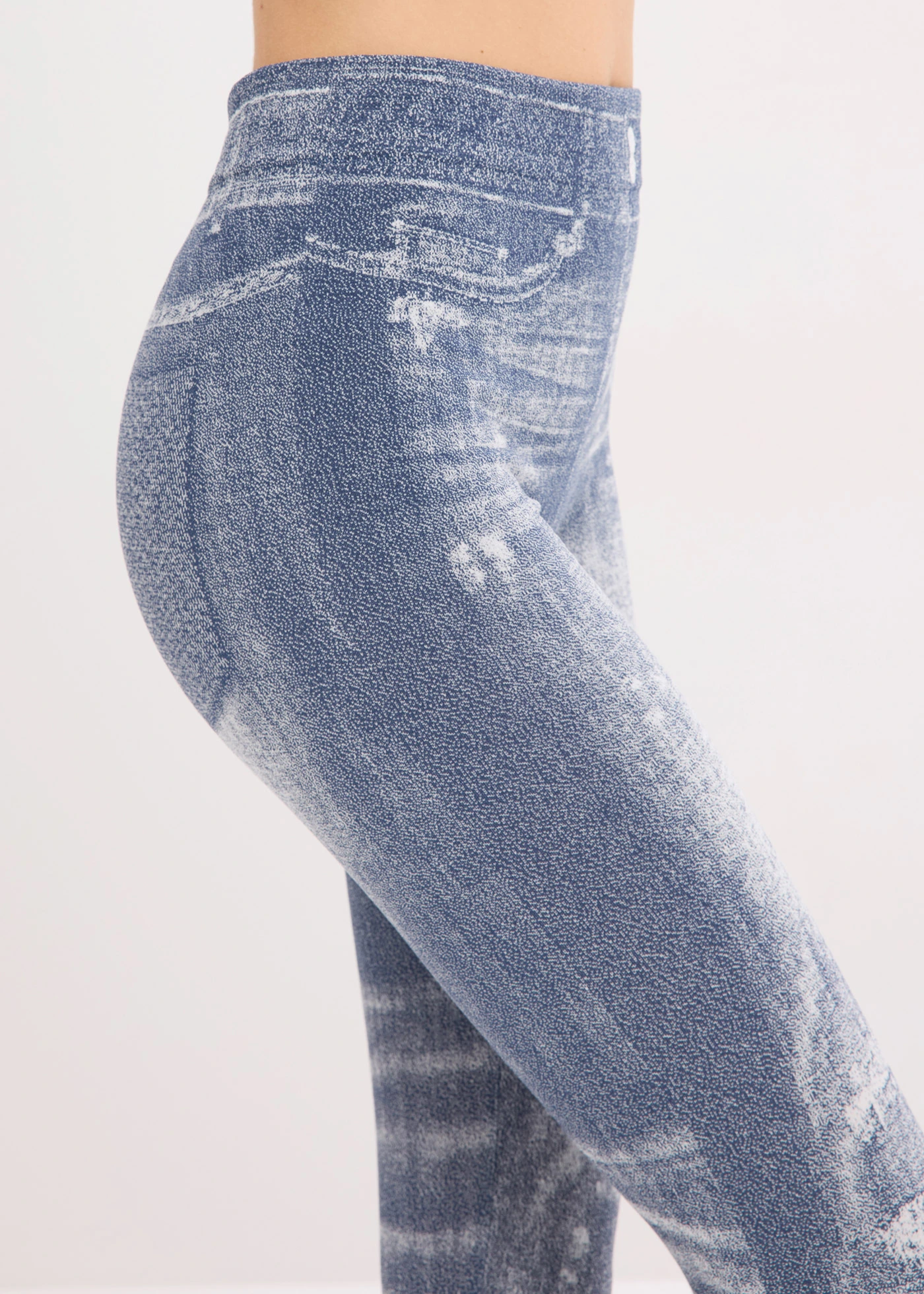 Thermo harisnya-legging puha belső réteggel • kék-farmer hatású • bonprix áruház