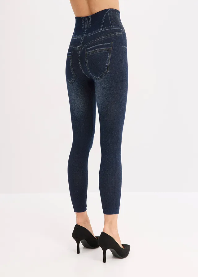 Legging sculptant effet jean, Couleur: bleu imitation jean