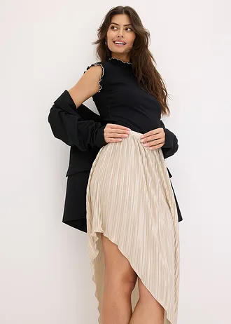 Plisovaná sukně z lesklého saténu • šampaňská • bonprix obchod