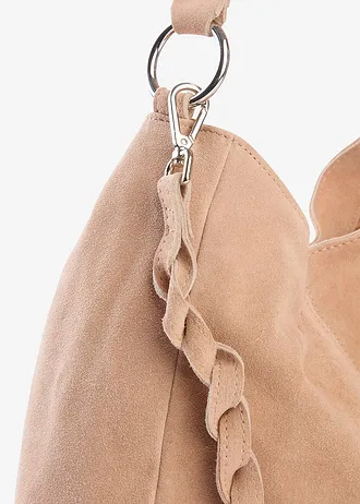 Suède handtas met een decoratieve extra riem • taupe • bonprix online shop