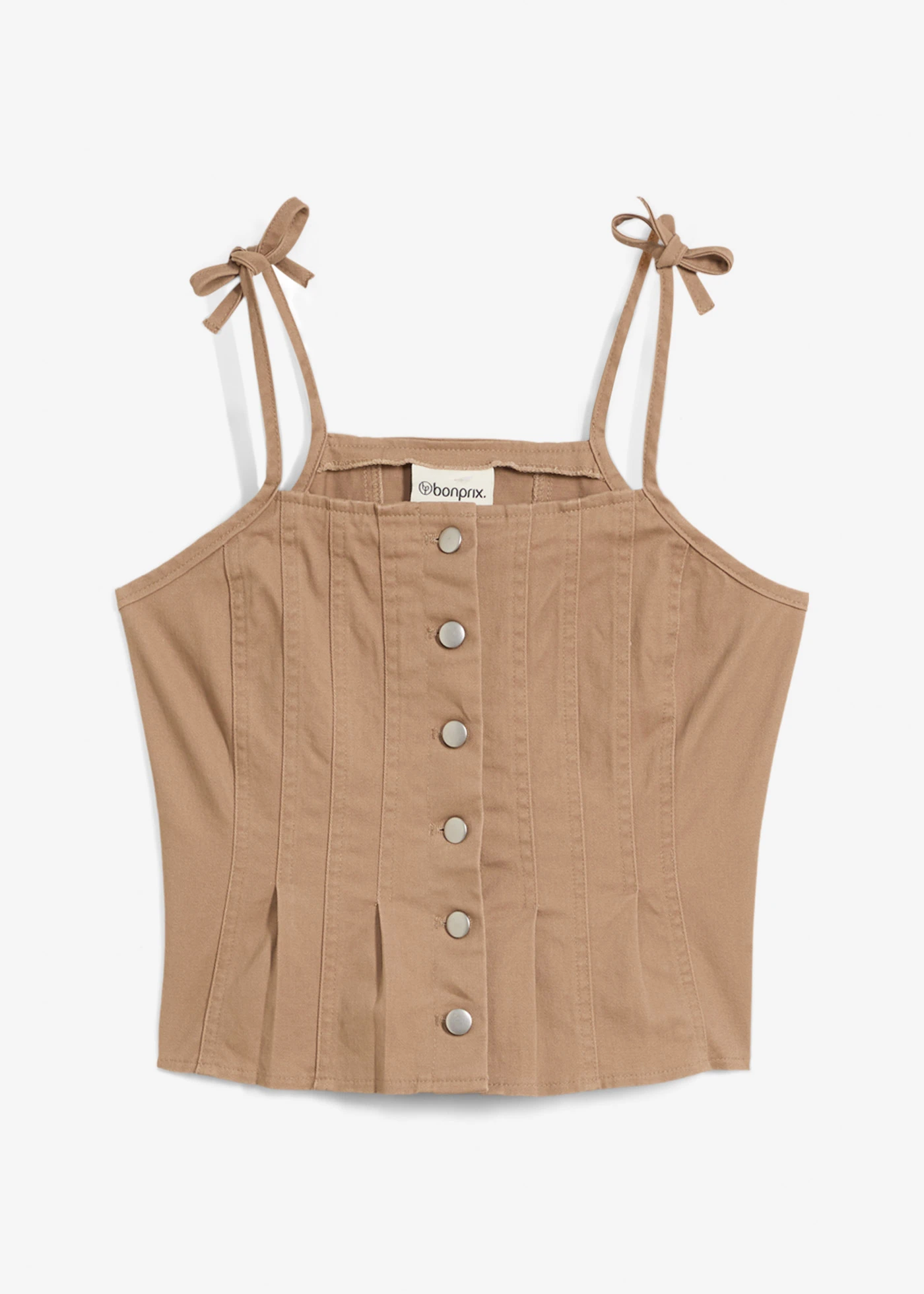 Top se špagetovými ramínky, z elastické směsi s bavlnou • šedohnědá sepraná • bonprix obchod