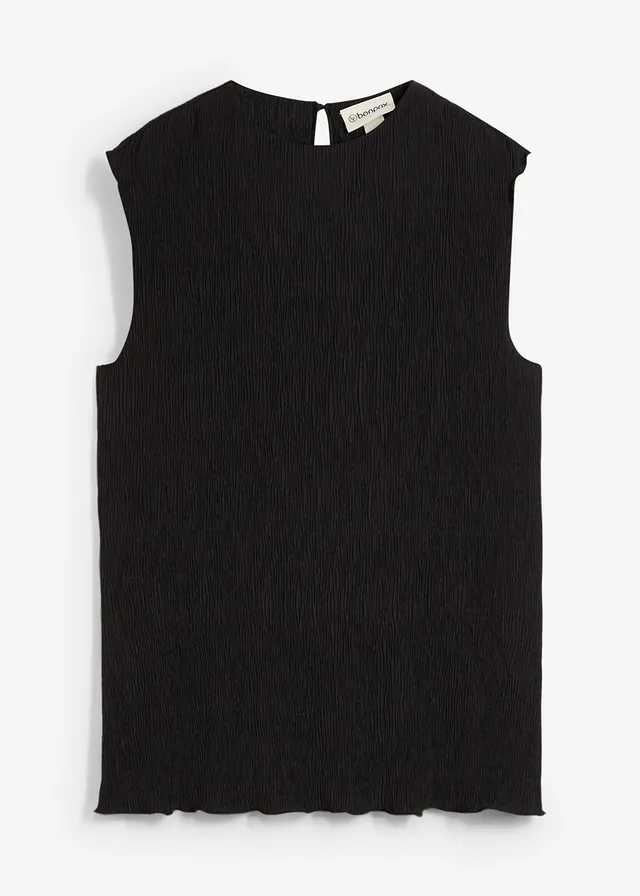 Top ze strukturovaného materiálu se zmačkanou úpravou • černá • bonprix obchod