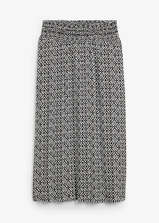 Maxirok van viscose crinkle, Kleur: zwart