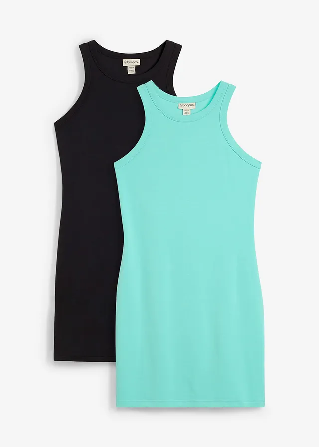 Rochie cu bretele din bumbac 100% cu textură interlock (set/ 2 buc.)