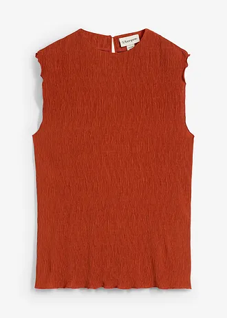 Top ze strukturovaného materiálu se zmačkanou úpravou • rezavě hnědá • bonprix obchod