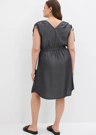 Šaty z hladkého lyocellu, barva: černý denim