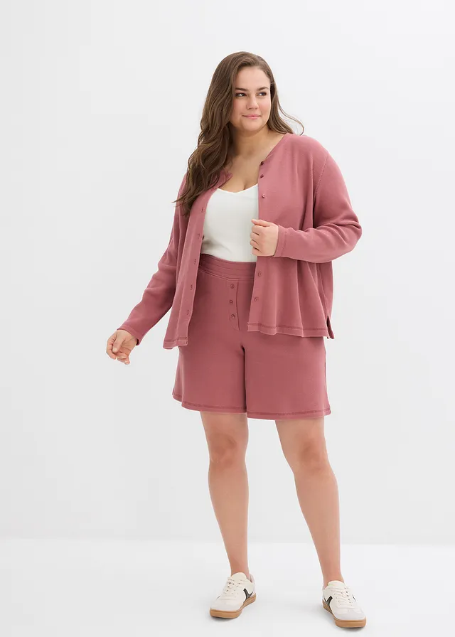 Short 100% coton avec taille élastiquée, Couleur: vieux rose