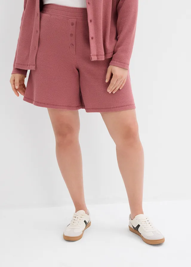 Short 100% coton avec taille élastiquée, Couleur: vieux rose