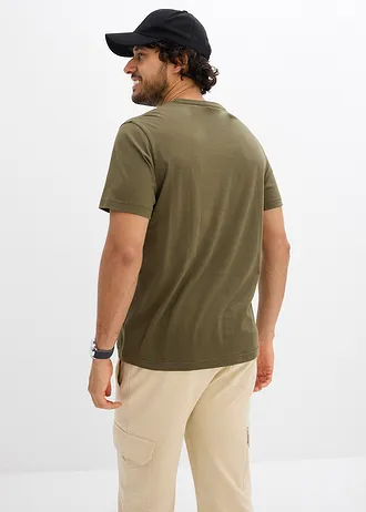 Lot de 3 T-shirts col V • roseau mat + olive foncé + anthracite • Boutique bonprix