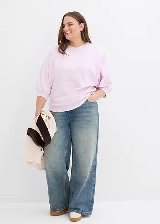 Bawełniana bluza oversize, kolor: pudrowy beż
