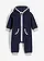 Baby fleece jumpsuit met capuchon, Kleur: donkerblauw