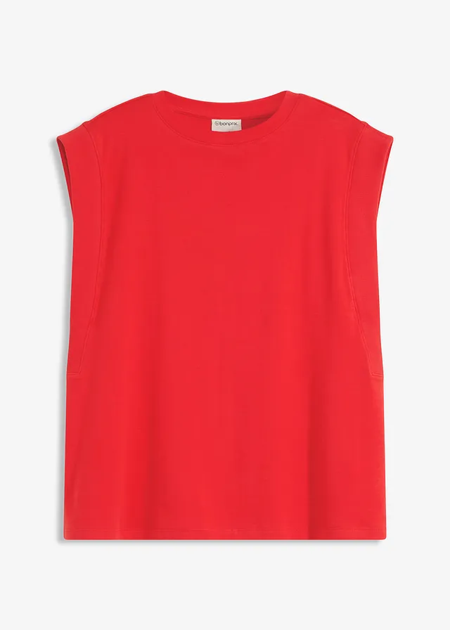 Top oversize avec mancherons en bord-côte, Couleur: fraise
