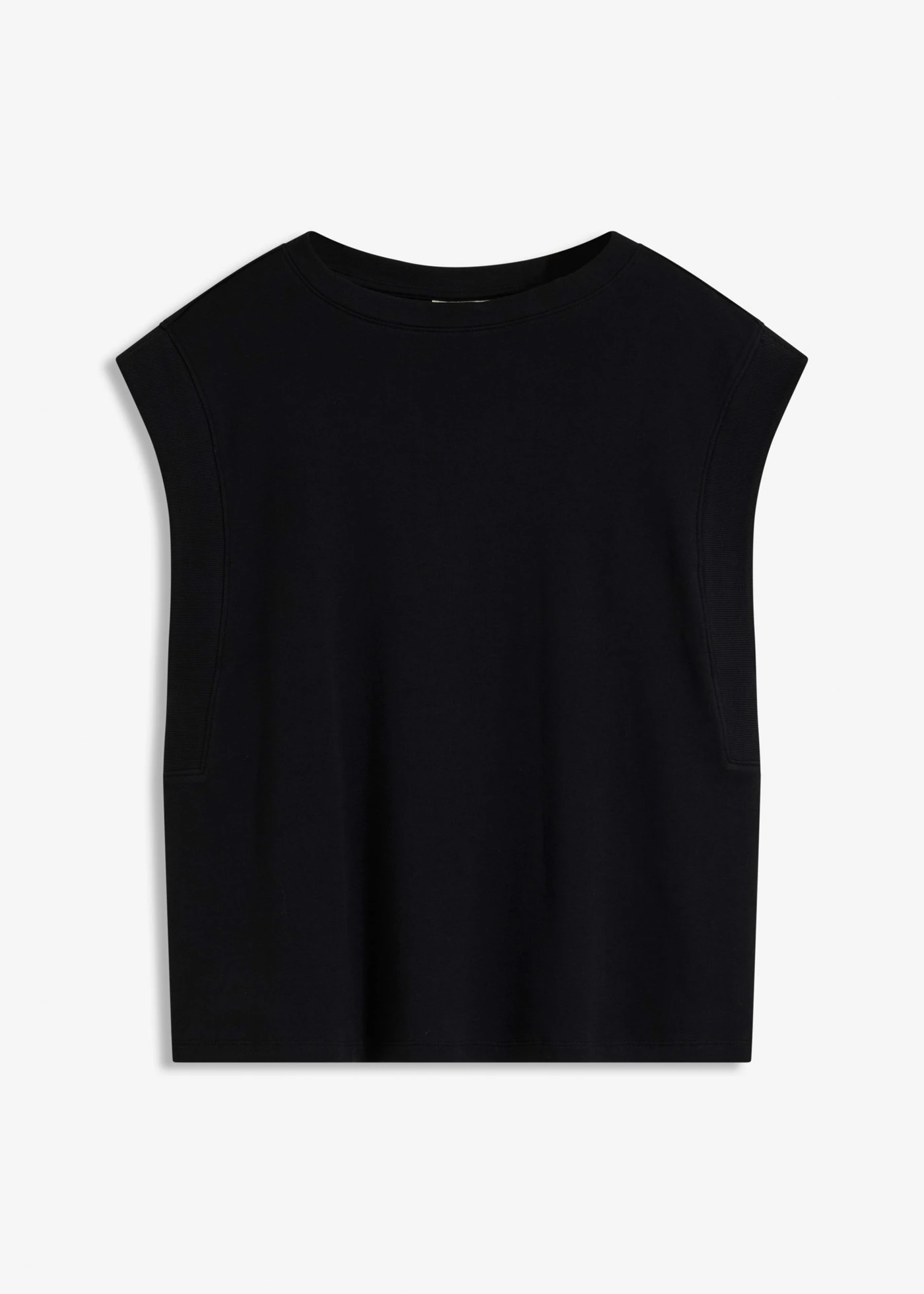 Top oversize avec mancherons en bord-côte • noir • Boutique bonprix