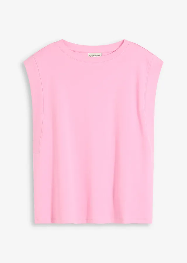 Oversize top se žebrovanou vsadkou na rukávu • růžová • bonprix obchod