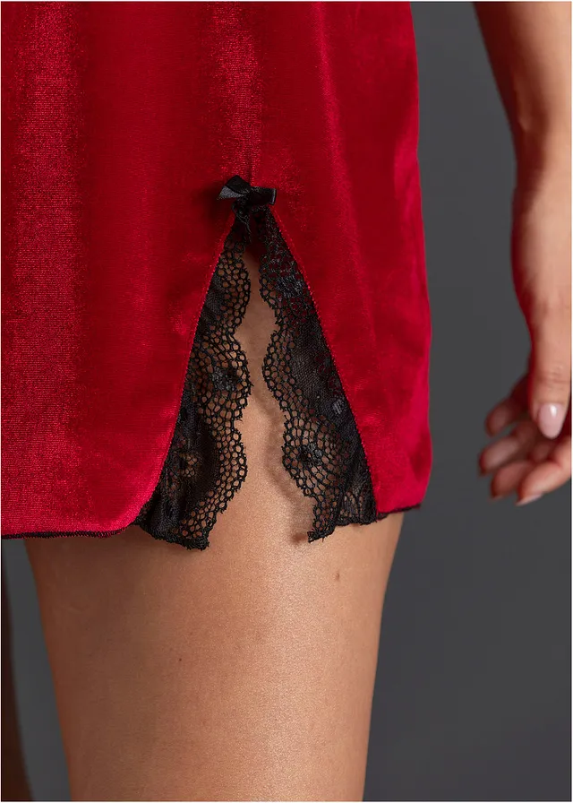 Fluwelen jurk • rood/zwart • product-page.page-title-suffix