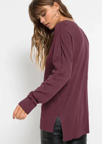 Oversize svetr z viskózové směsi • vínová • bonprix obchod