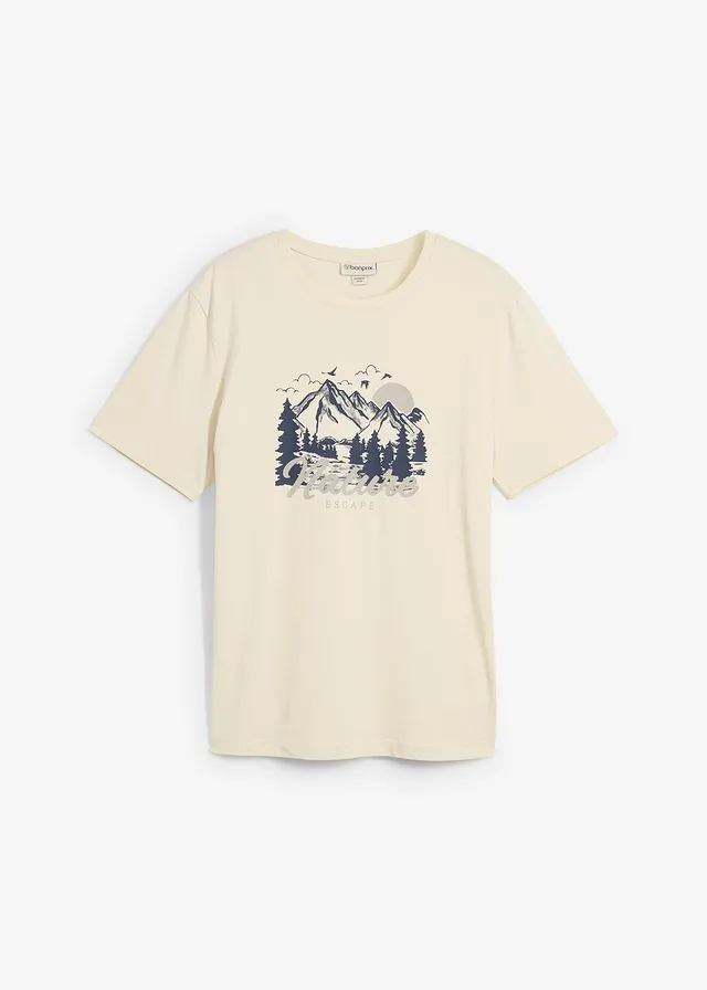 T-shirt 100% coton • naturel/gris métal imprimé • Boutique bonprix