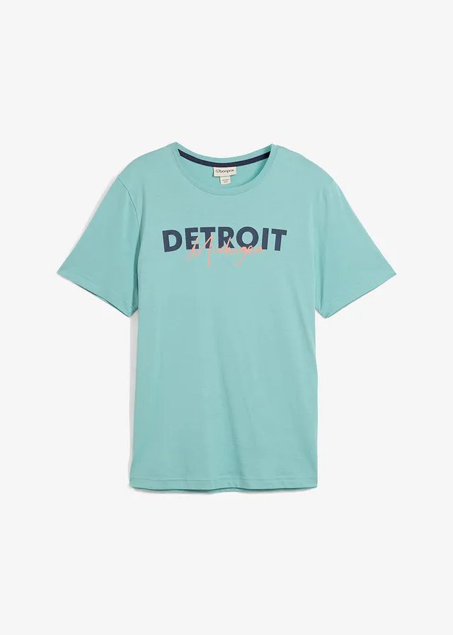 T-shirt van biologisch katoen • lichtturkoois met print • bonprix online shop