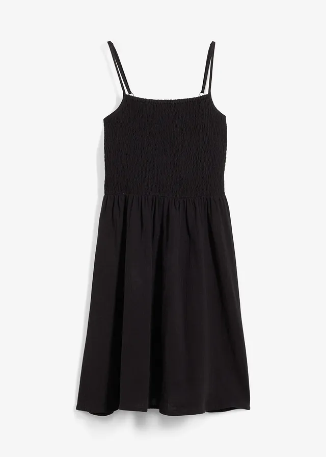 Robe à fines bretelles en gaze de coton, Couleur: noir