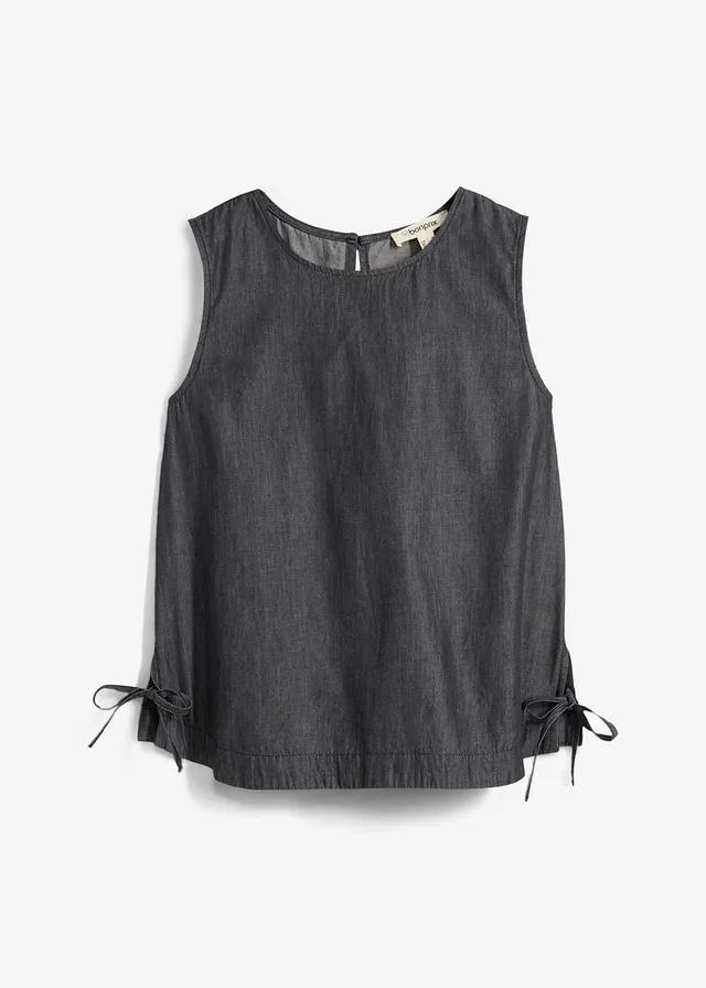 Blúzkový top, džínsový, z bio bavlny