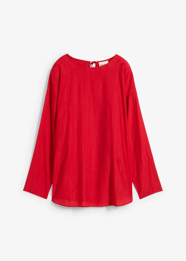 Bluză tip tunică oversized din amestec de viscoză texturat și gofrat