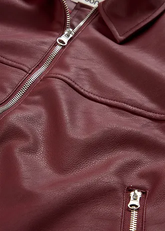 Oversize bunda z umělé kůže • rubínově červená • bonprix obchod