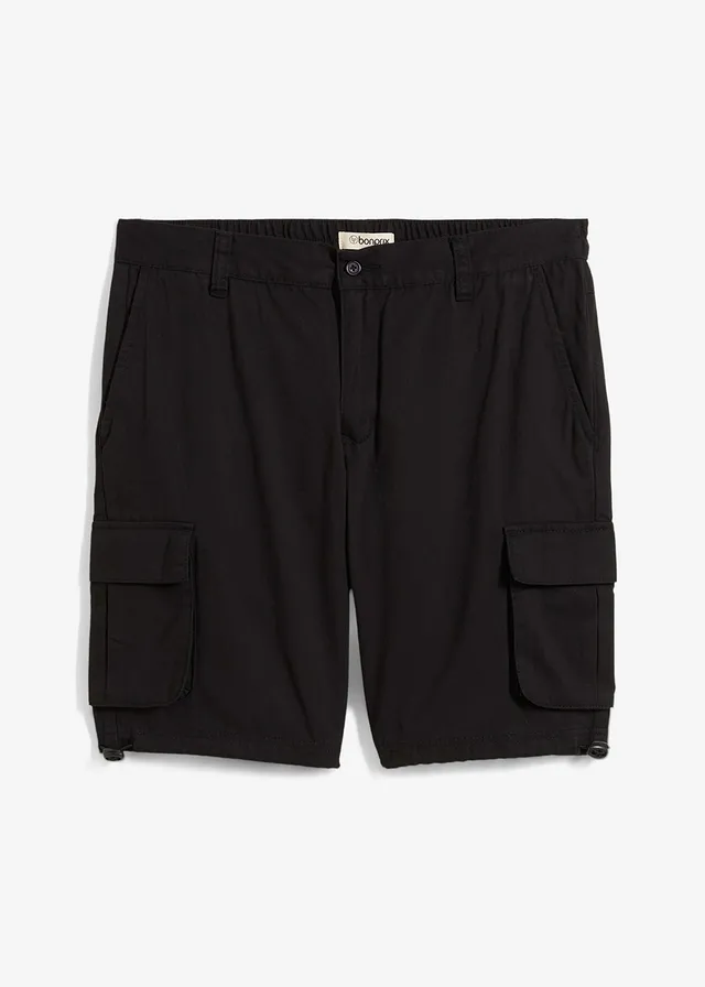 Cargo bermuda met comfortabele band, regular fit, Kleur: zwart