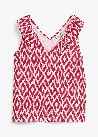Blousetop van soepele viscose, Kleur: rood/rookroze/rood/wit